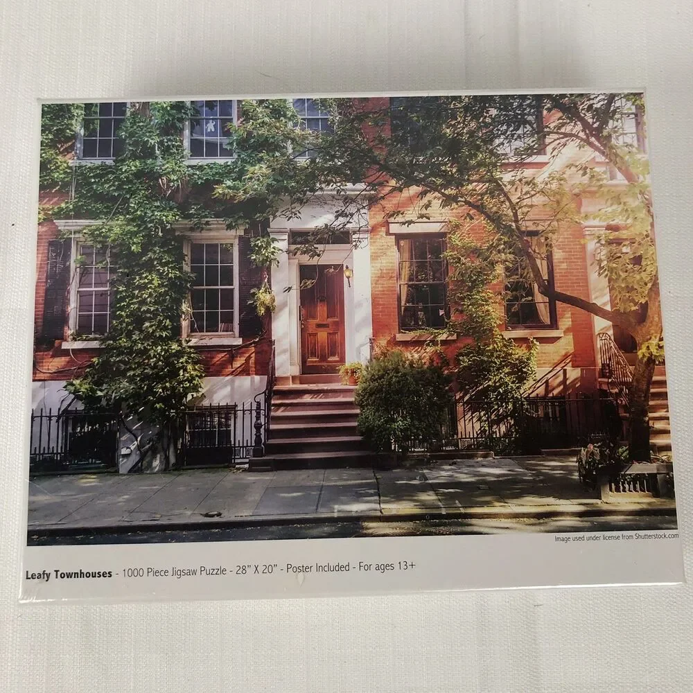 COLORCRAFT 1000 Piece Jigsaw Puzzle Leafy Townhouses NEW SEALED = Poster 28 x 20